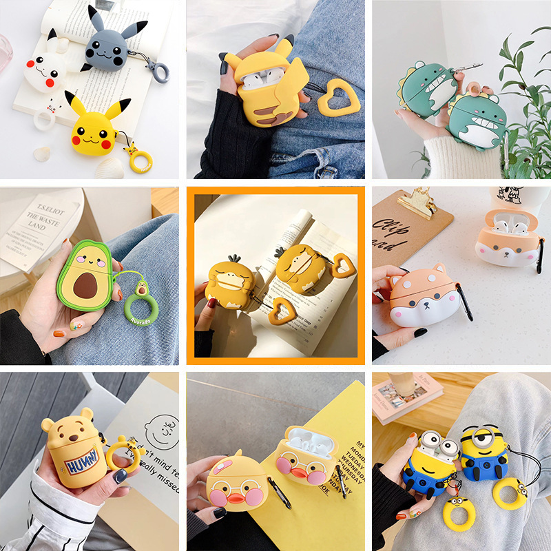 厂家促销适用苹果airpods1/2/3/pro耳机硅胶保护套壳小黄人萌萌龙|ru