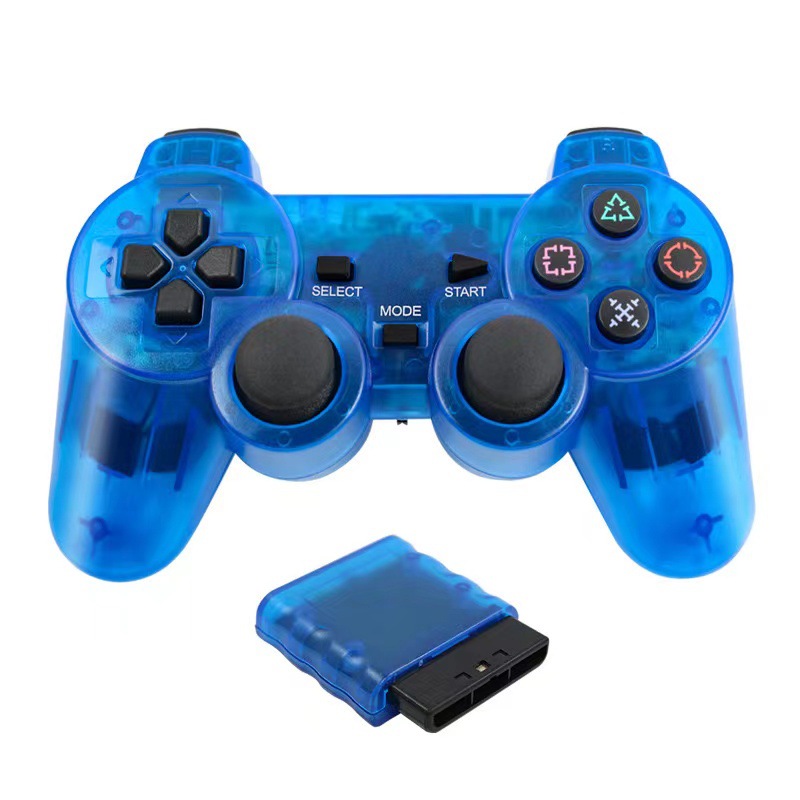 Controlador inalámbrico transfronterizo de 2.4g para PS2, vibración dual, transparente, colorido, controlador de juegos P2, tecla de copo de nieve, fábrica en stock