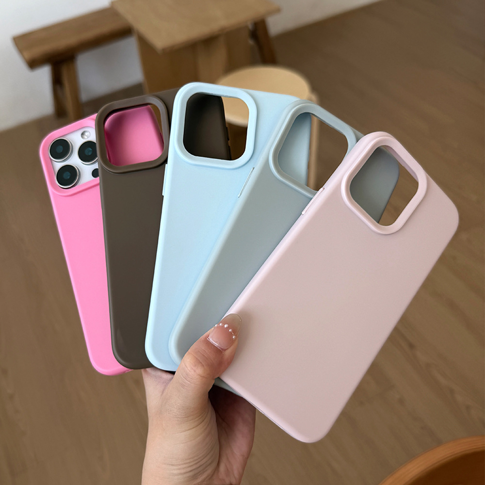 Funda protectora de silicona anticaídas para iPhone 15 Pro, 13 y 17, de color puro y tacto piel, estilo simple, todo incluido.