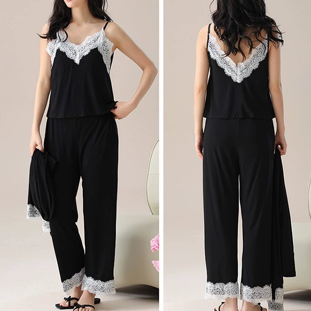 Set, pijama, summer sexy long-sleeve, 3 piece set, lifting effect