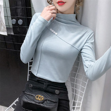 半高领德绒打底衫女内搭长袖秋冬装大码加绒加厚修百搭身保暖上衣