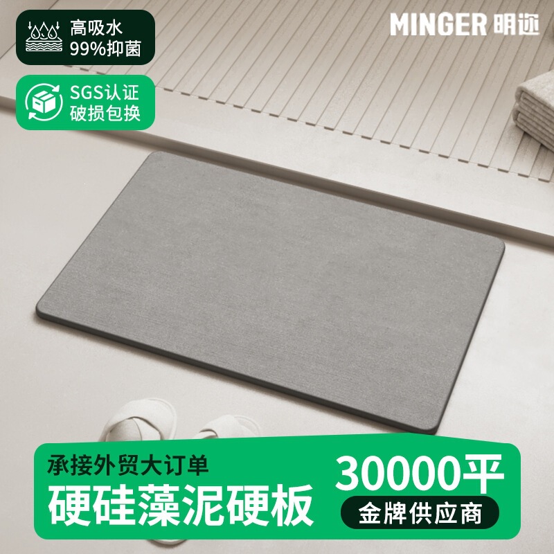 Diatomaceous Earth Mat, Water-Absorbent, Non-Slip, Quick-Drying Bathroom Mat, Entrance Door Mat, Toilet Mat, Diatomaceous Earth Hard Mat