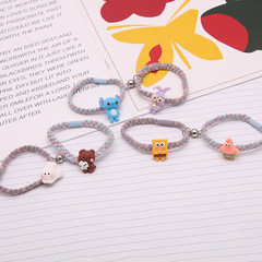 Magnetic-attracting couple's wristband with huggable bunny and teddy bear designs—adorable cartoon-style elastic bands perfect as boyfriend gifts or versatile hair ties for styling!