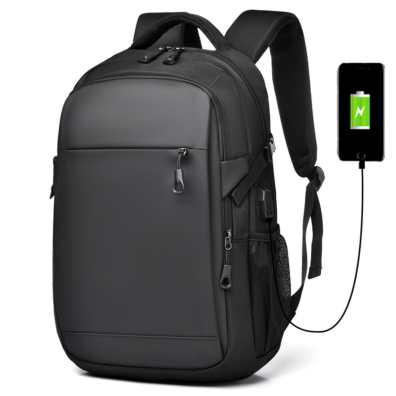 Men's Black Cross-Border Backpack, Laptop Bag, Custom Logo Backpack Manufacturer