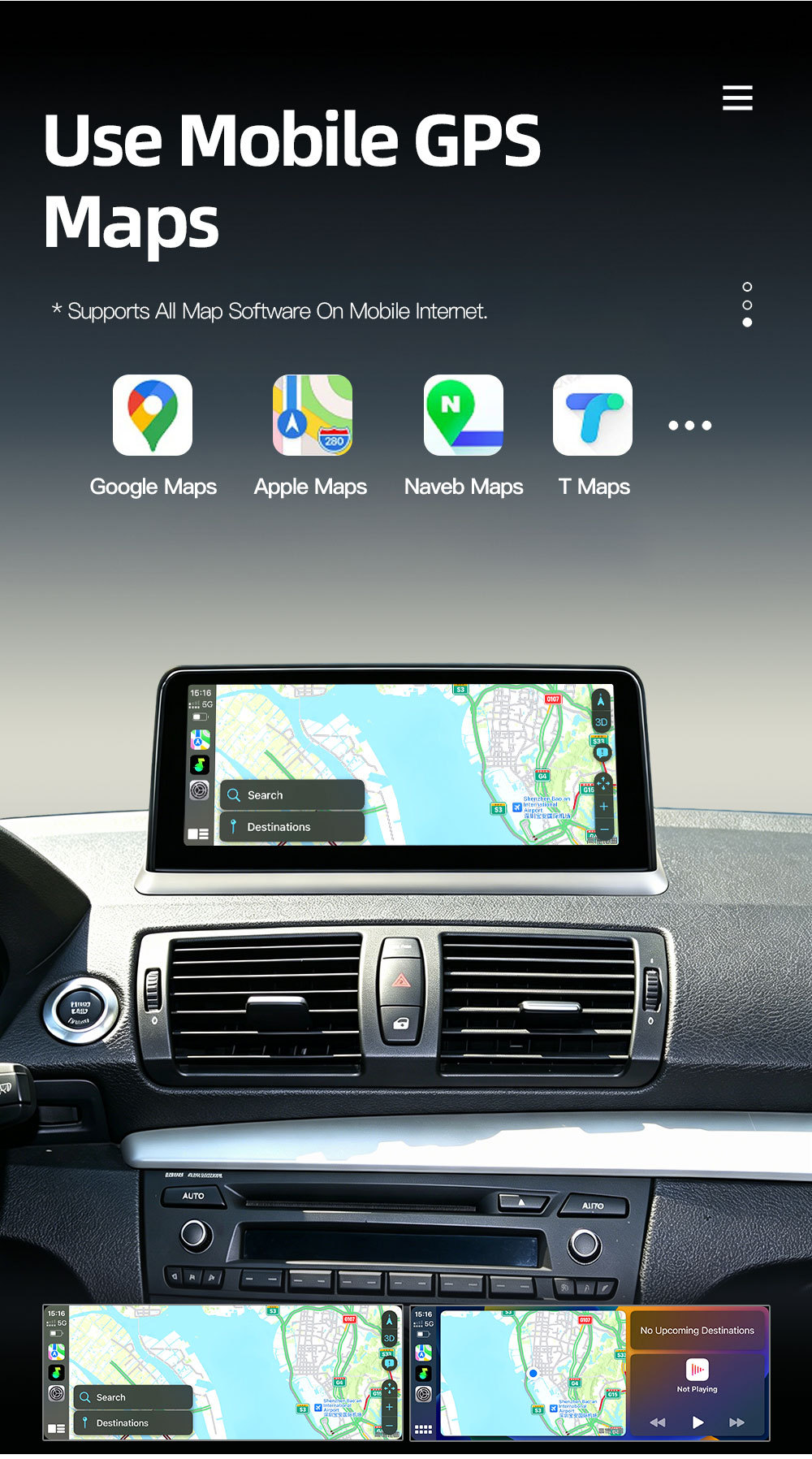 Suitable for Bmw 1 Series E81 E82 E87 E88 Car Central Control Large Screen Navigation Carplay Player