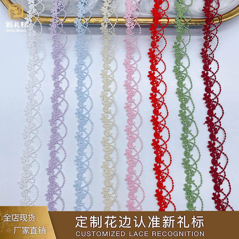 Polyester Silk Lace Trim in Stock, Wearable Ribbon Clavicle Chain Lolita Cuff Accessories Water-Soluble Embroidery Lace