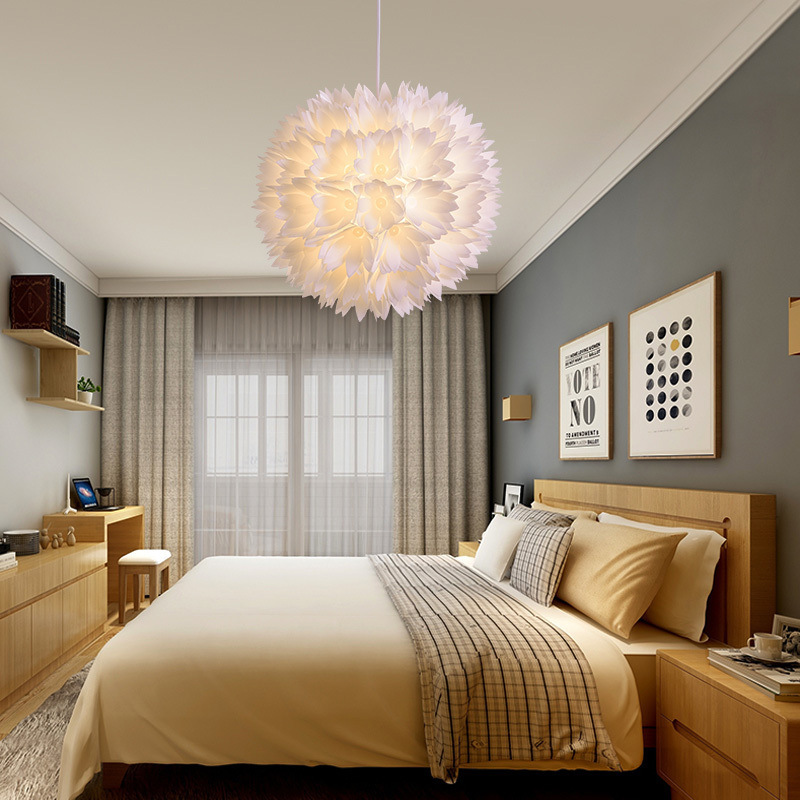 Creative Lotus Chandelier Single Head Nordic Personality Dining Room Lamp Decoration Net Celebrity pvc Lampshade Modern Simple Living Room Lamp diy