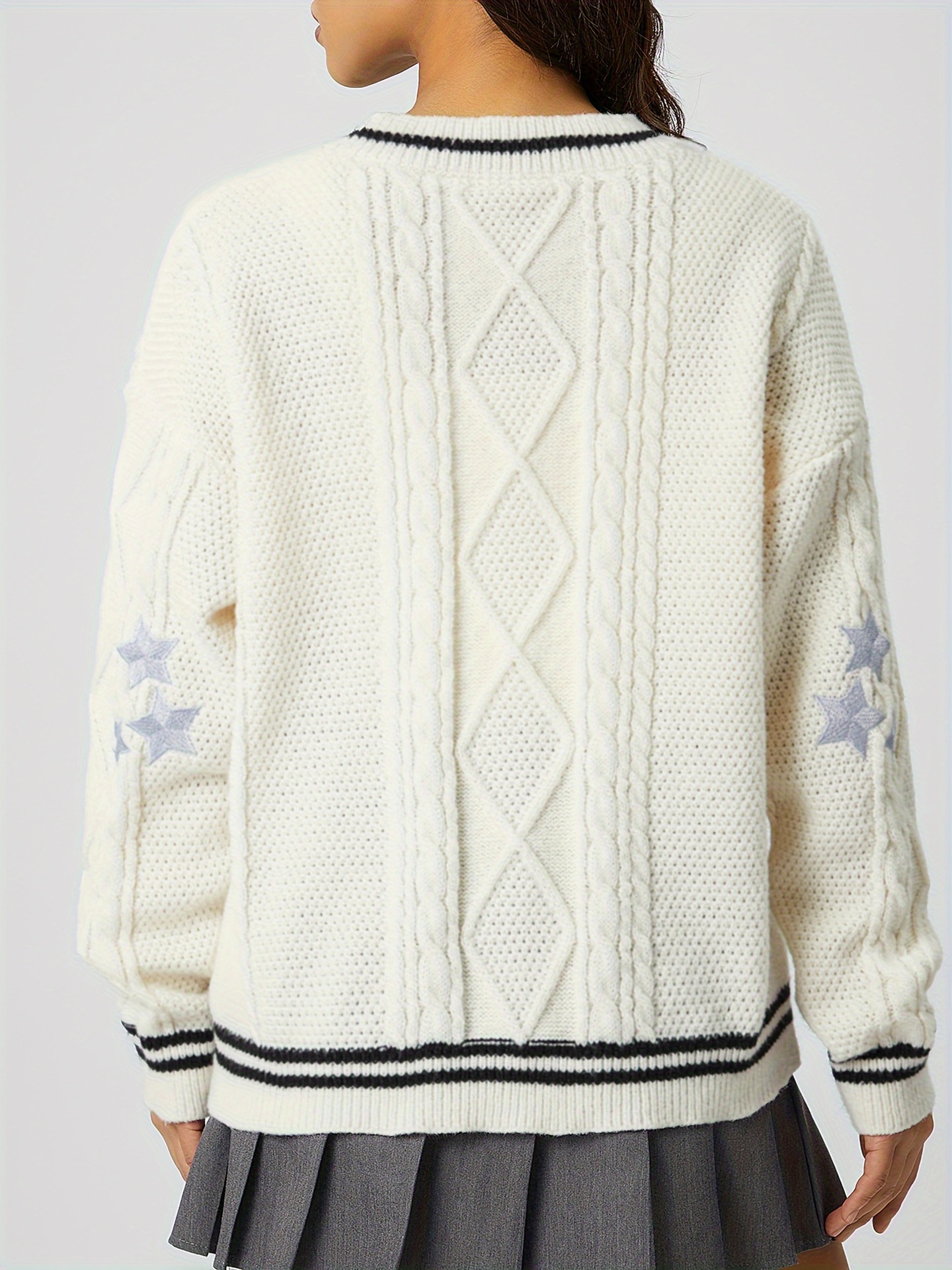Damen Strickjacke Mit Stickerei Für Herbst Und Winter Leger_voghion.com