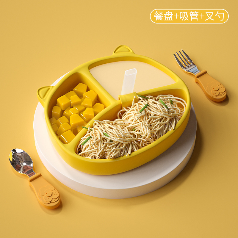 노란색+밀짚+사자 스테인리스 포크와 스푼