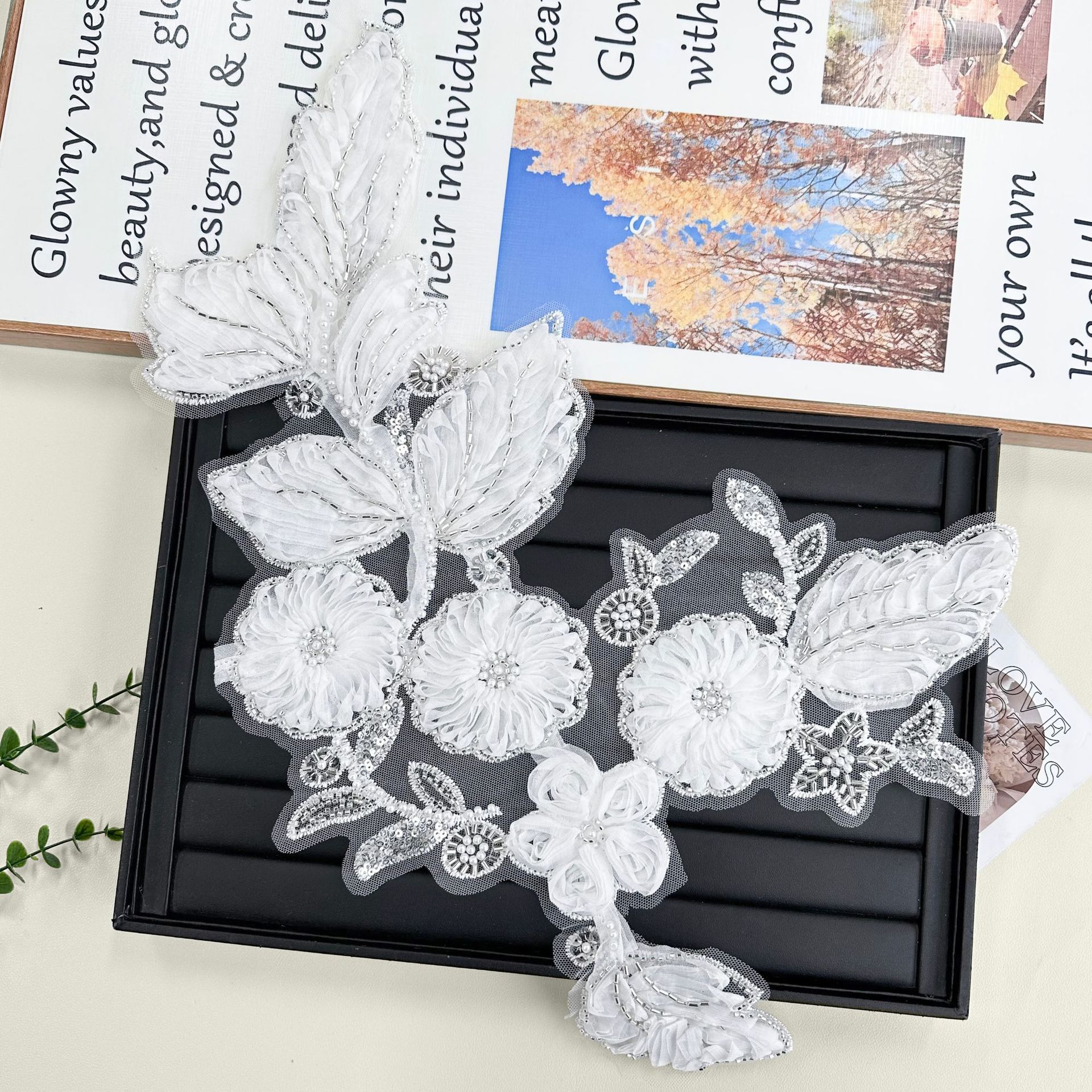 Flores tridimensionales blancas solubles en agua encaje encaje DIY ropa accesorios de decoración ropa collar flor patch
