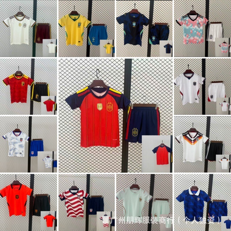 2627 National Team Children's Germany Brazil Argentina Spain Double Star Spain Jersey Football Uniform Shirt 2627 National Team Children's Germany Brazil Argentina Spain Double Star Spain Jersey Football Uniform Shirt