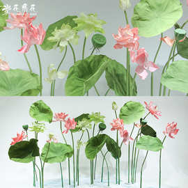 仿真荷花大型纸花定制活动布置商场夏季美陈商业装饰布置-仿真荷