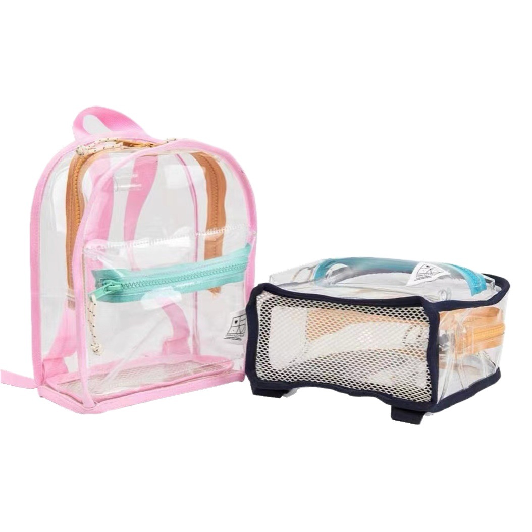 ins style Korean style color contrast transparent crystal backpack kindergarten swimming bag PVC waterproof beach jelly bag
