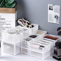 日本輸入SANADAデスクトップ収納ボックス化粧品収納ボックスデスク文具分類収納バスケット