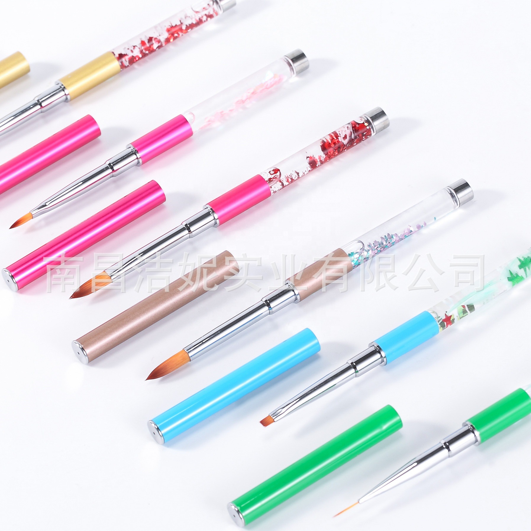 洁妮2021美甲画刷套装凝胶指甲刷聚延伸带液体手柄拉线光疗水晶笔