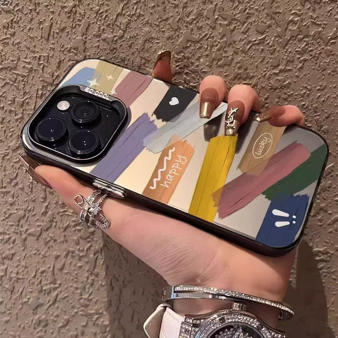 La marca de moda de pintura al óleo en color transfronterizo es adecuada para la carcasa del teléfono móvil Apple 16promax, sentido avanzado 15/14/13 Europa y América 12