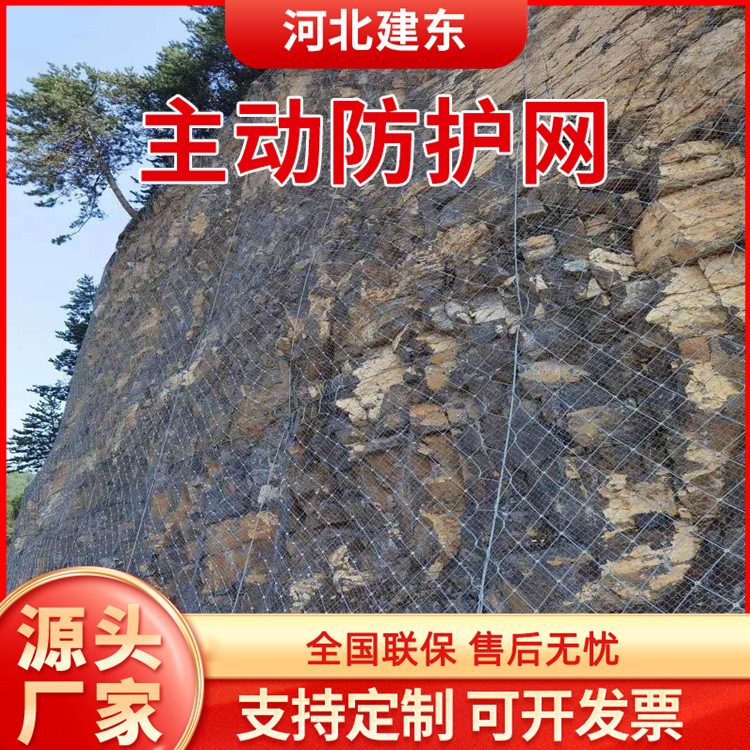 山体道路护坡防护网公路滑坡柔性被动环形网钢丝绳主动拦石网