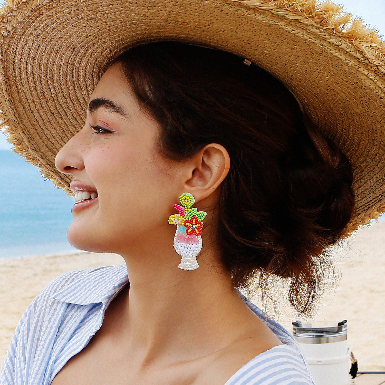 1 Paar Hawaiisch Ferien Bohemien Eis Blätter Wassermelone Saatperle Tropfenohrringe display picture 10