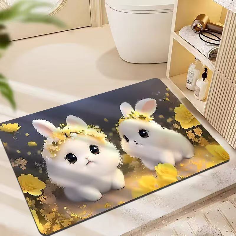 3D estereoscópico alfombra de suelo de baño inodoro puerta de absorción de agua alga de barro esterilla antideslizante inodoro doméstico puerta de entrada esterilla