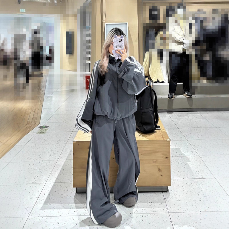 有标春秋袖子拉链复古运动套装夹克外套9204+9206开衫套装情侣款|undefined
