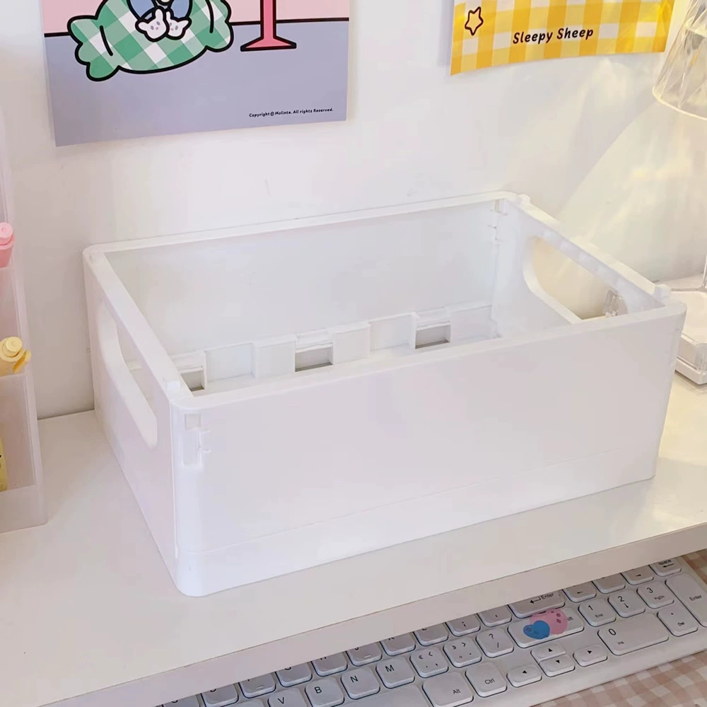 Foldable plastic storage box, table organizer 25.4×16.6×2.1 cm, lightweight multipurpose