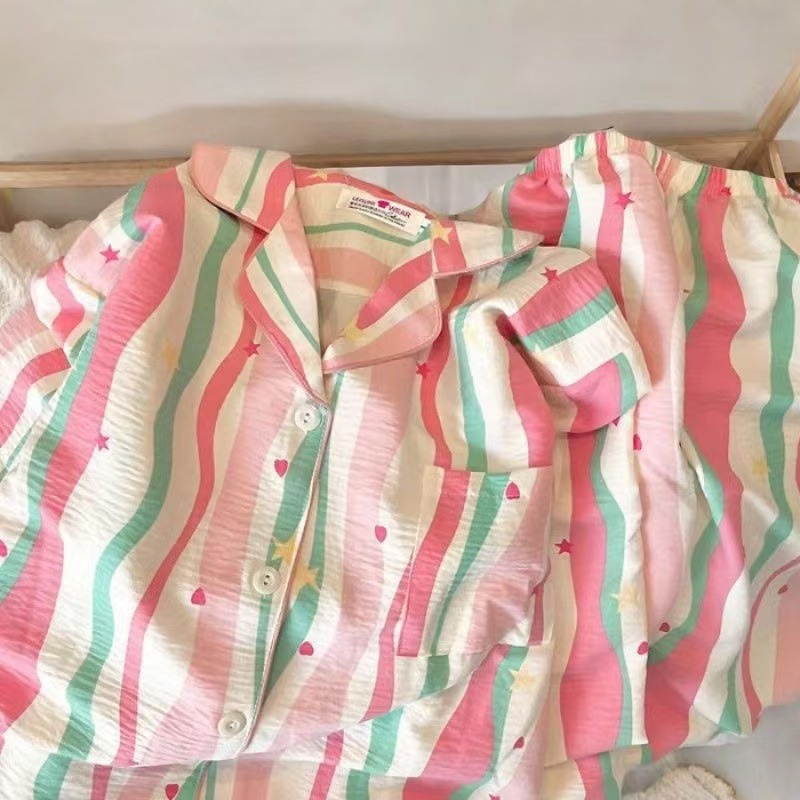 Pijamas de primavera y otoño nubes de algodón estudiantes delgados sueltos cardigans de manga larga set de ropa para el hogar image 9