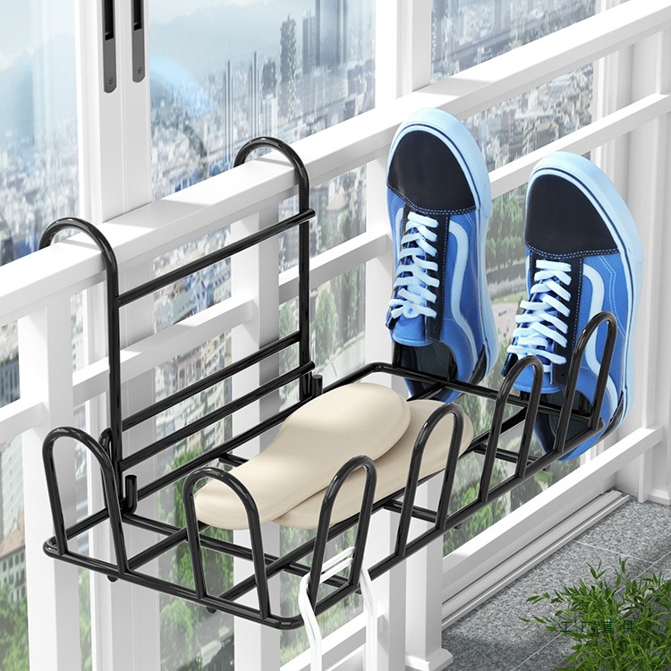 Balcony Shoe Drying Rack Anti-Theft Window Guardrail Outdoor Clothes Drying Rack Window Sill Sandal Drying Rack