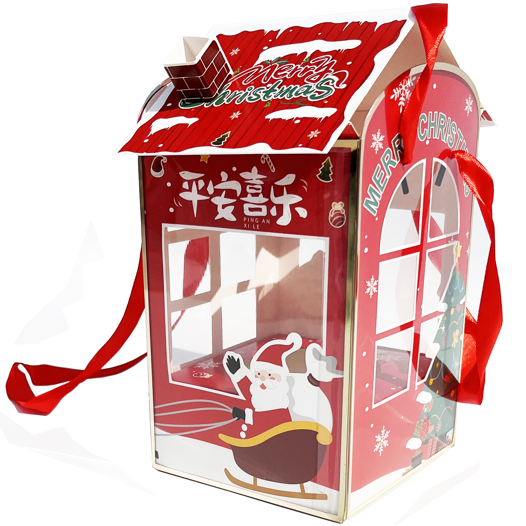 Navidad plegable caja de manzana bolsas de regalo portátiles Nochebuena niños bolsas de dulces portátiles caja de regalo image 5