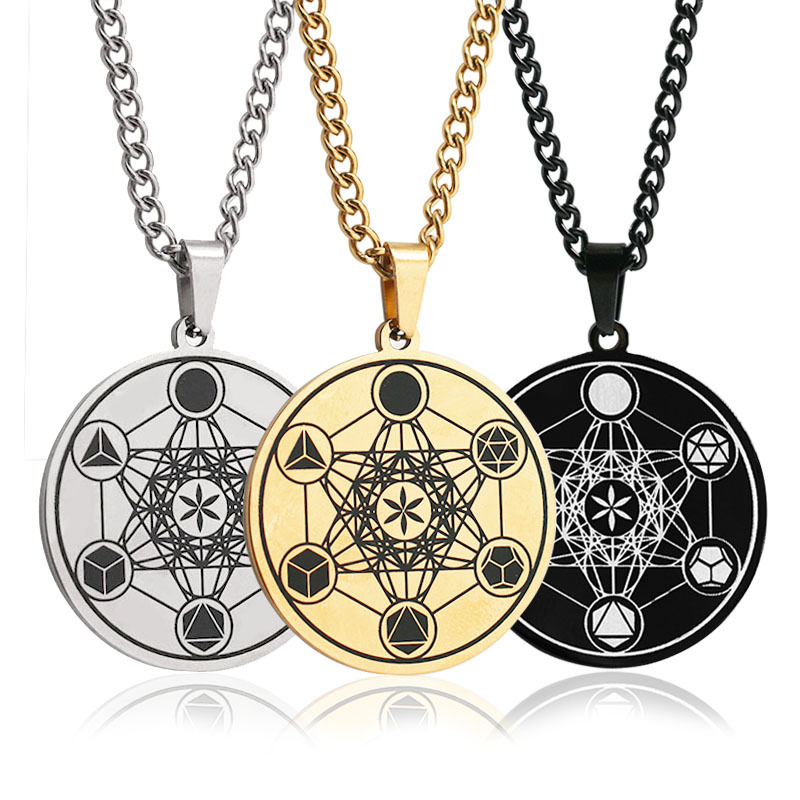 Stainless Steel Flower of Life Megatron Life Angel Seal Solomon Pendant Men's Titanium Steel Necklace