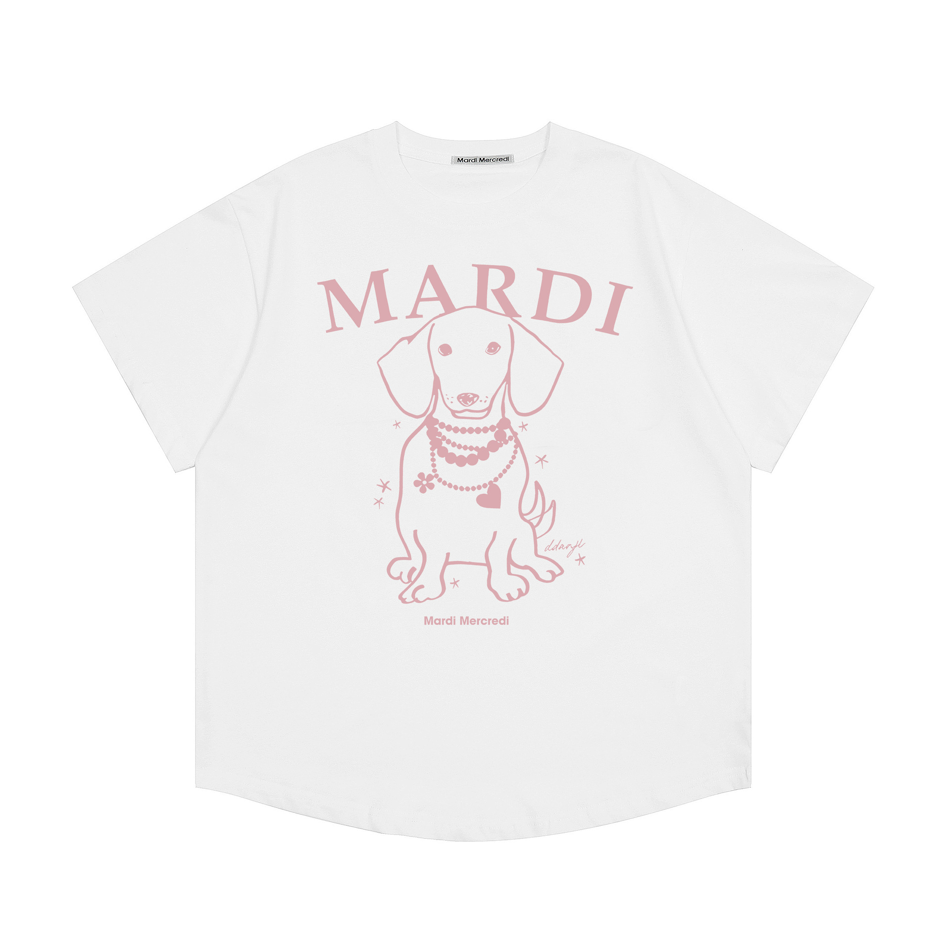 現物韓国潮牌Mardi半袖女性25夏新作デイジープリント丸襟純綿上着tシャツ代発