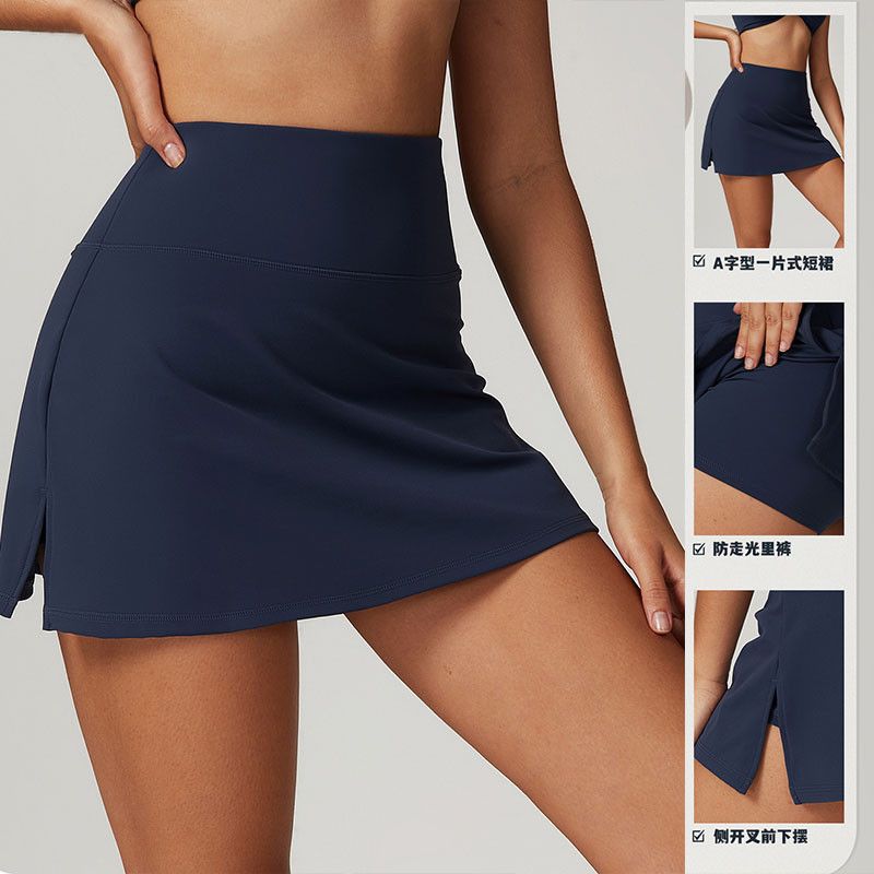 European and American Summer Tennis Skirt Running Fitness Skirt Anti-Exposure Fake Two-Piece Sports Hot Girl Mini Skirt Quick-Drying