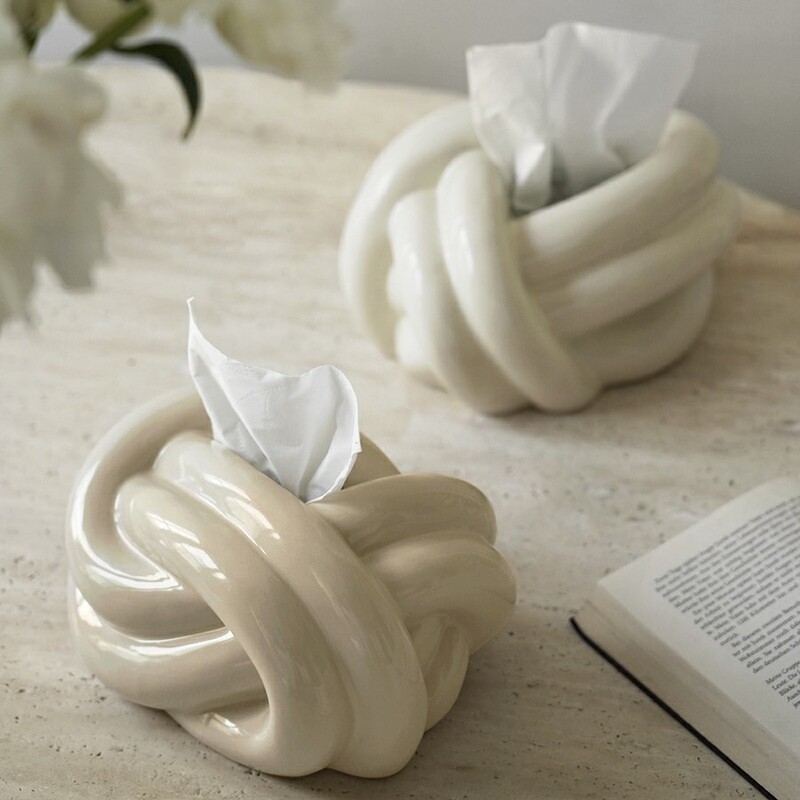 Creative life knot fun tissue box living room coffee table dining table bedroom ceramic tissue box personality cute home
