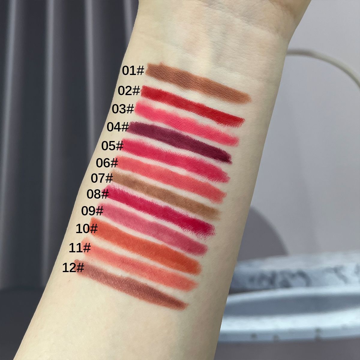 Set di 12 matite per labbra colorate, rossetto nude opaco, impermeabile, anti-sbavatura, penna per il trucco, set di matite per labbra_voghion.com