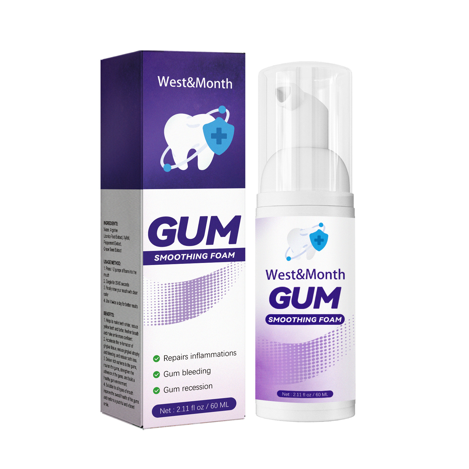 West&Month Schiuma di gomma Mousse Pulizia delle macchie dei denti Cura dello sporco Dentifricio sbiancante orale 2024_voghion.com