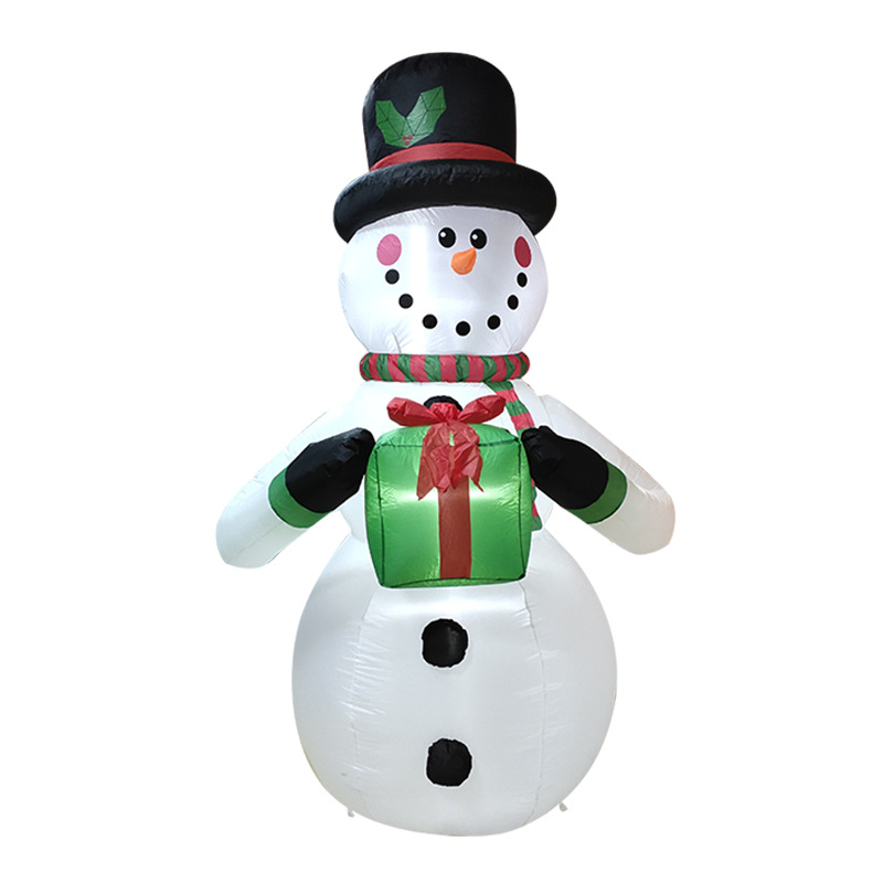 节日雪人庭院装饰气模摆件 充气圣诞雪人模型 手拿礼品盒雪人气模