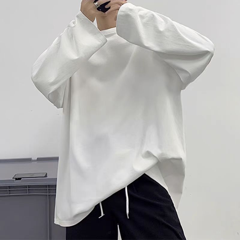 美式纯棉长袖t恤男士春秋季宽松大码潮牌卫衣内搭上衣男生打底衫|undefined