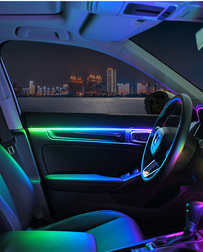 Full Car Led Ambient Lighting for Dashboard Modification, USB Car Door Ambient Lighting, Music Rhythm Lights