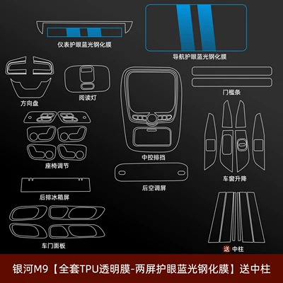 screen tempered film, center pillar accessories, Car interior film - galaxy-m9full-set-of-tpu-transparent-film-dual-screen-eye-protection-blue-light-tempered-film-and-rear-air-conditioner-nano-filmincludes-center-column