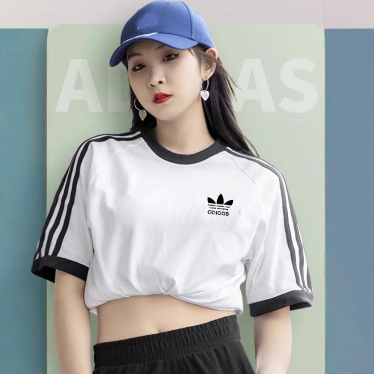 Jenny's Same Style Pure Cotton Short-Sleeved T-Shirt Women's Round Neck Half-Sleeved Top Summer Loose Clover Sports Pullover