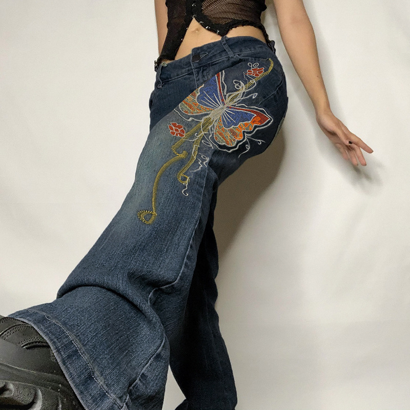 Back view of flared jeans