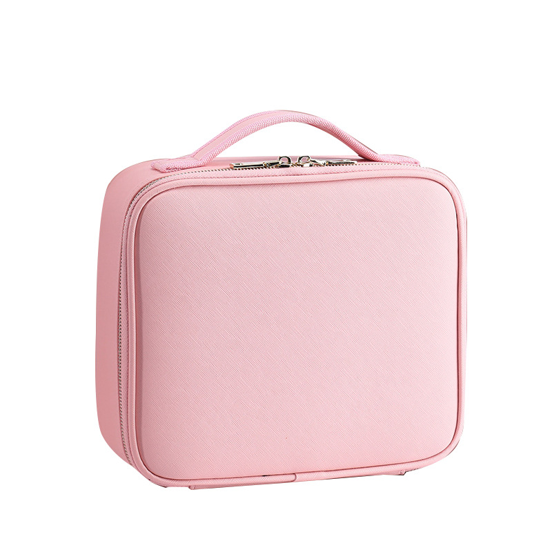Bolsa de maquillaje de alta calidad con espejo con LED, partición desmontable, bolsa de maquillaje portátil impermeable de almacenamiento de gran capacidad