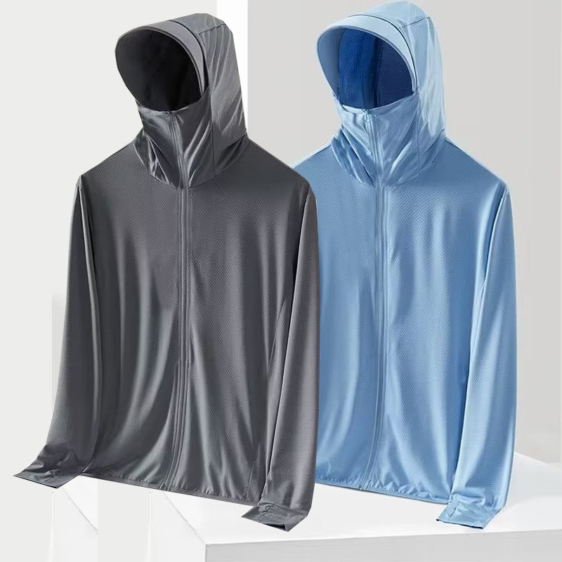 日焼け止め服ゆるい通気カーディガン空調シャツメッシュ夏速乾コート氷糸薄いカップル男性つば長袖|undefined