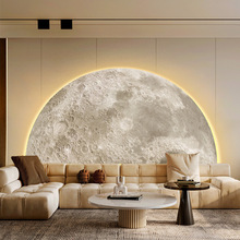 月球灯画沙发背景墙挂画现代轻奢感客厅装饰画led发光氛围画