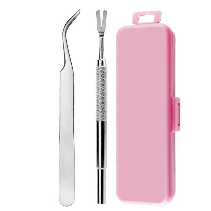 애완동물 포크 2종 세트 + 미니 핑크 플라스틱 상자