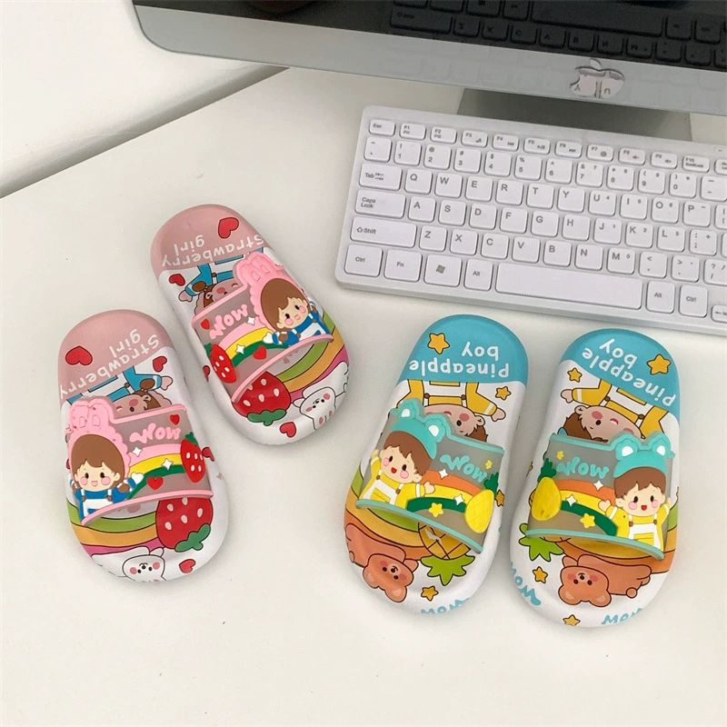 Новый стиль клубничный ананас детские тапочки летняя девочка мальчик толстый дно ребенок нескользящий мультфильм мягкий дно дома