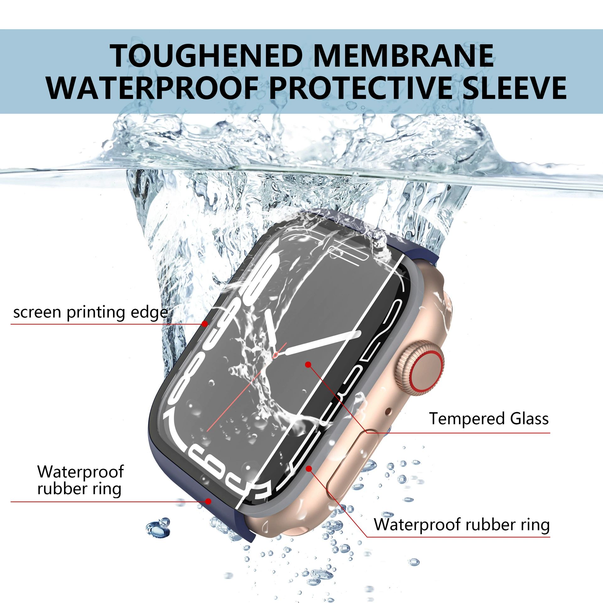 Совместимый корпус для Apple Watch 78910 поколения из нержавеющей стали, водонепроницаемая крышка корпуса iWatch