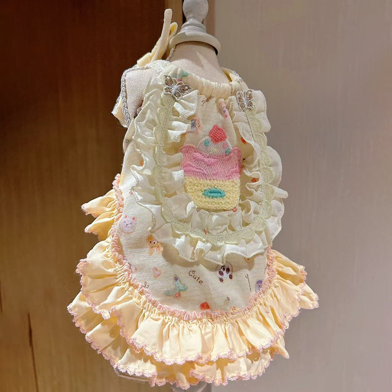 Vestido de princesa em renda para cães bichon yorkie verão_voghion.com