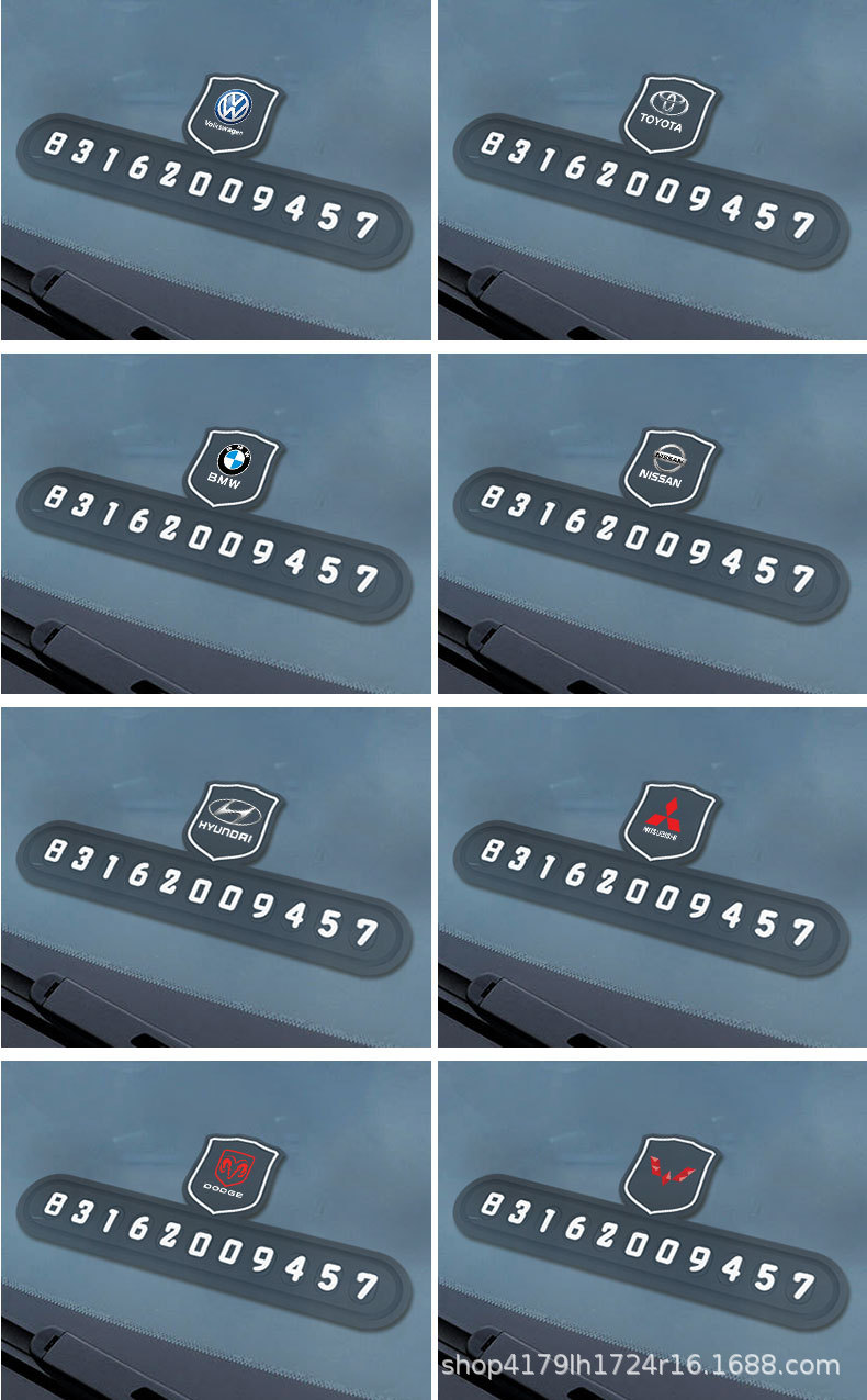 Temporary Car Parking Number Plate, Luminous Silicone Car Moving Number Card, Car Phone Number Parking Sign, Car Decoration Accessories