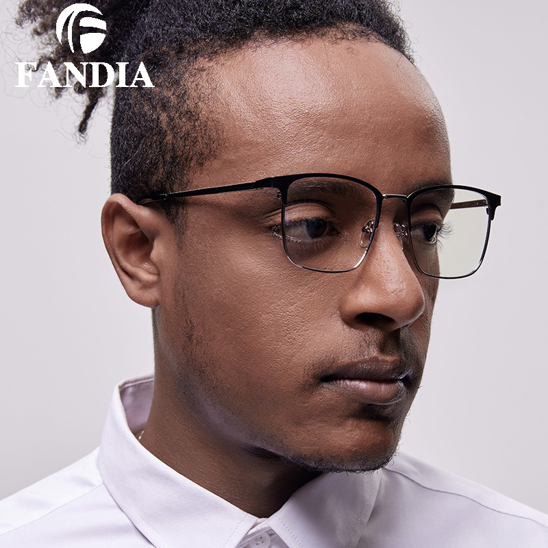 95895 nuevas gafas de miopía marco de negocios de los hombres marco completo a prueba de UV cuadrado anti-azul claro gafas lisas
