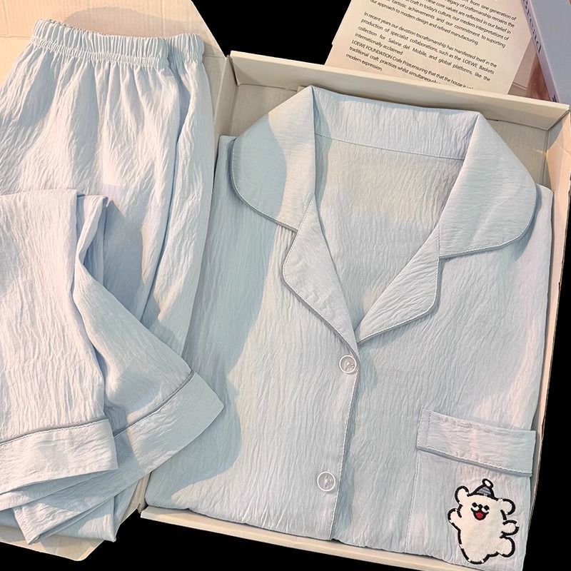 Nuevos pijamas para mujer, primavera y verano, manga larga, nubes, algodón, traje lindo para estudiantes, servicio a domicilio, se puede usar fuera del sudeste asiático transfronterizo